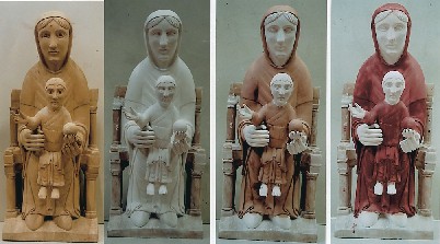 Evolution de la polychromie de la copie de Notre dame de Mailhat